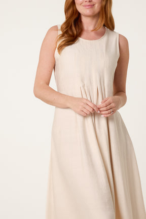 Plain Round Neck Midi Dress