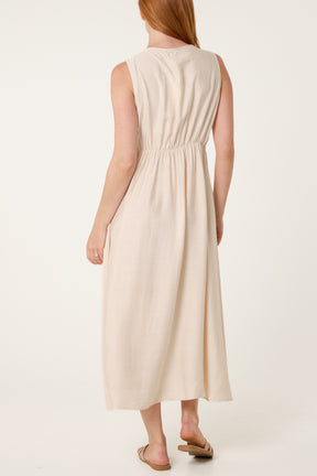 Plain Round Neck Midi Dress