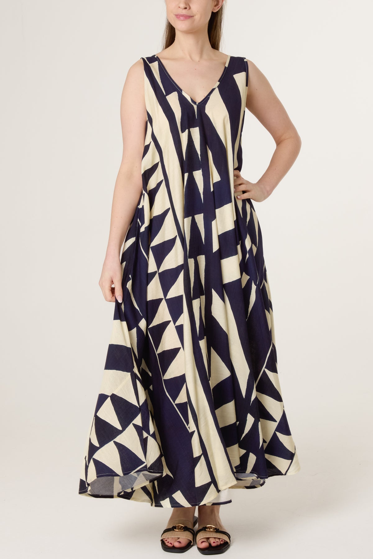 Geometric Triangle V-Neck Dress