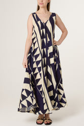 Geometric Triangle V-Neck Dress