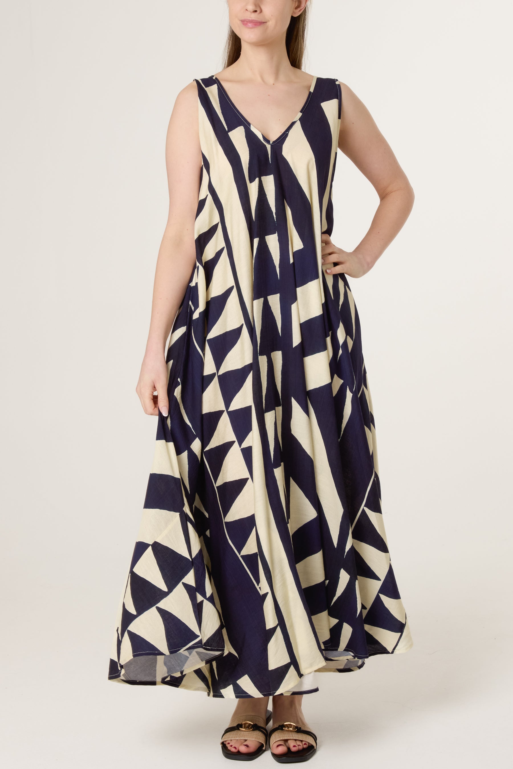Geometric Triangle V-Neck Dress