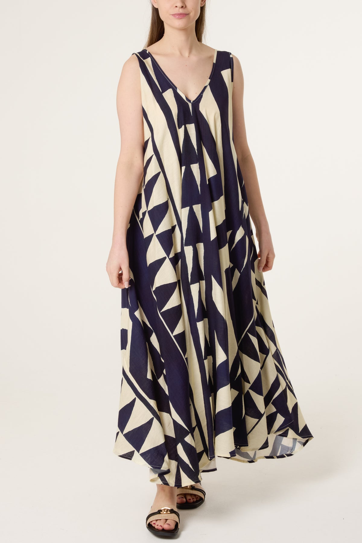 Geometric Triangle V-Neck Dress