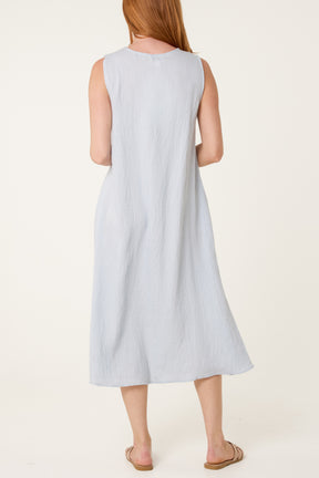 Gold Button V-Neck Tunic Dress