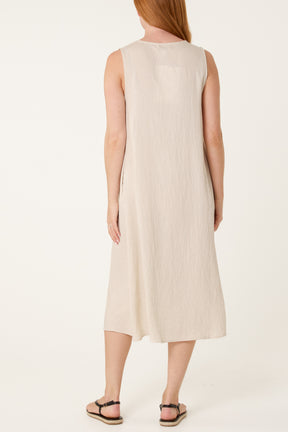 Gold Button V-Neck Tunic Dress