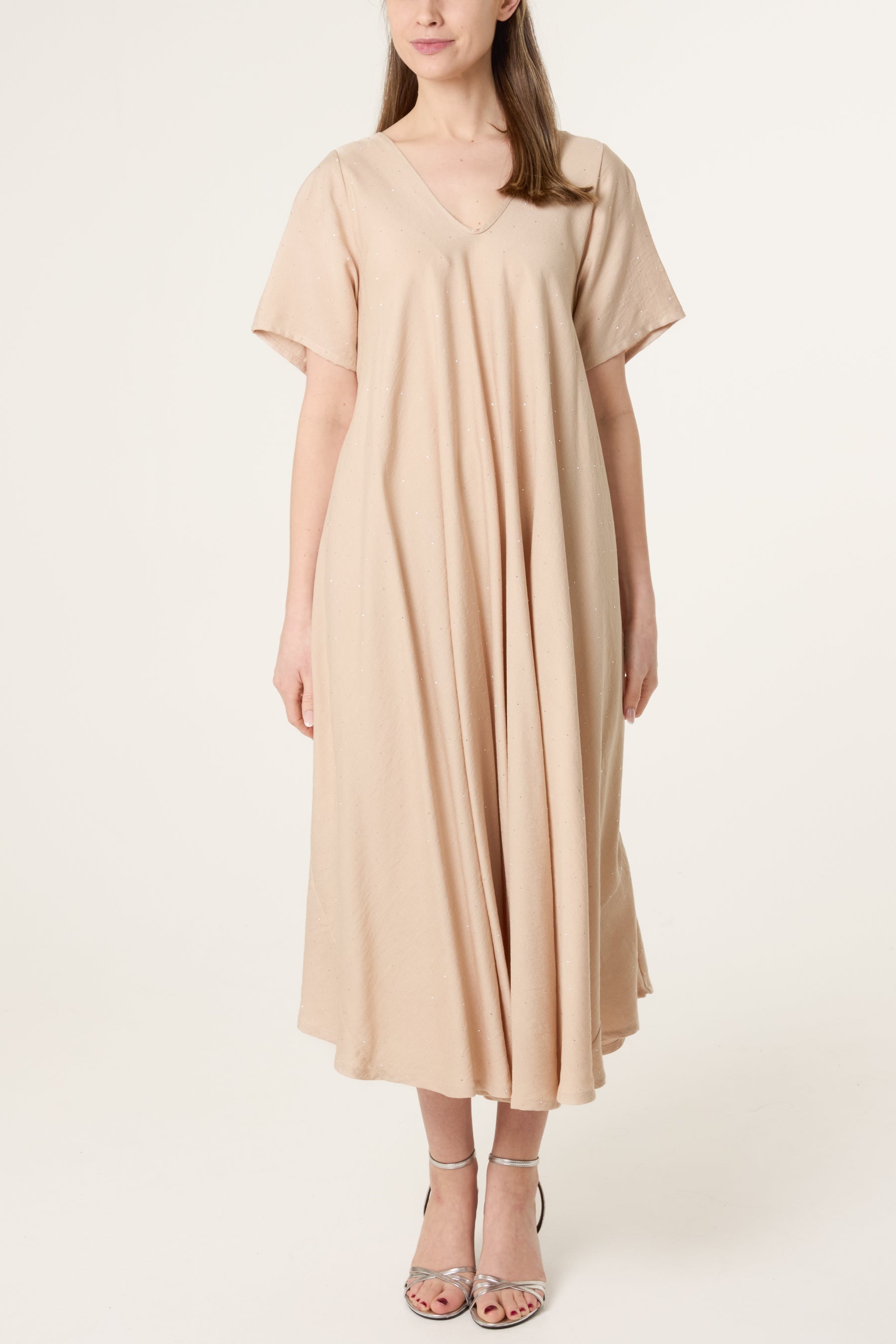 Diamante V-Neck Relaxed Dress
