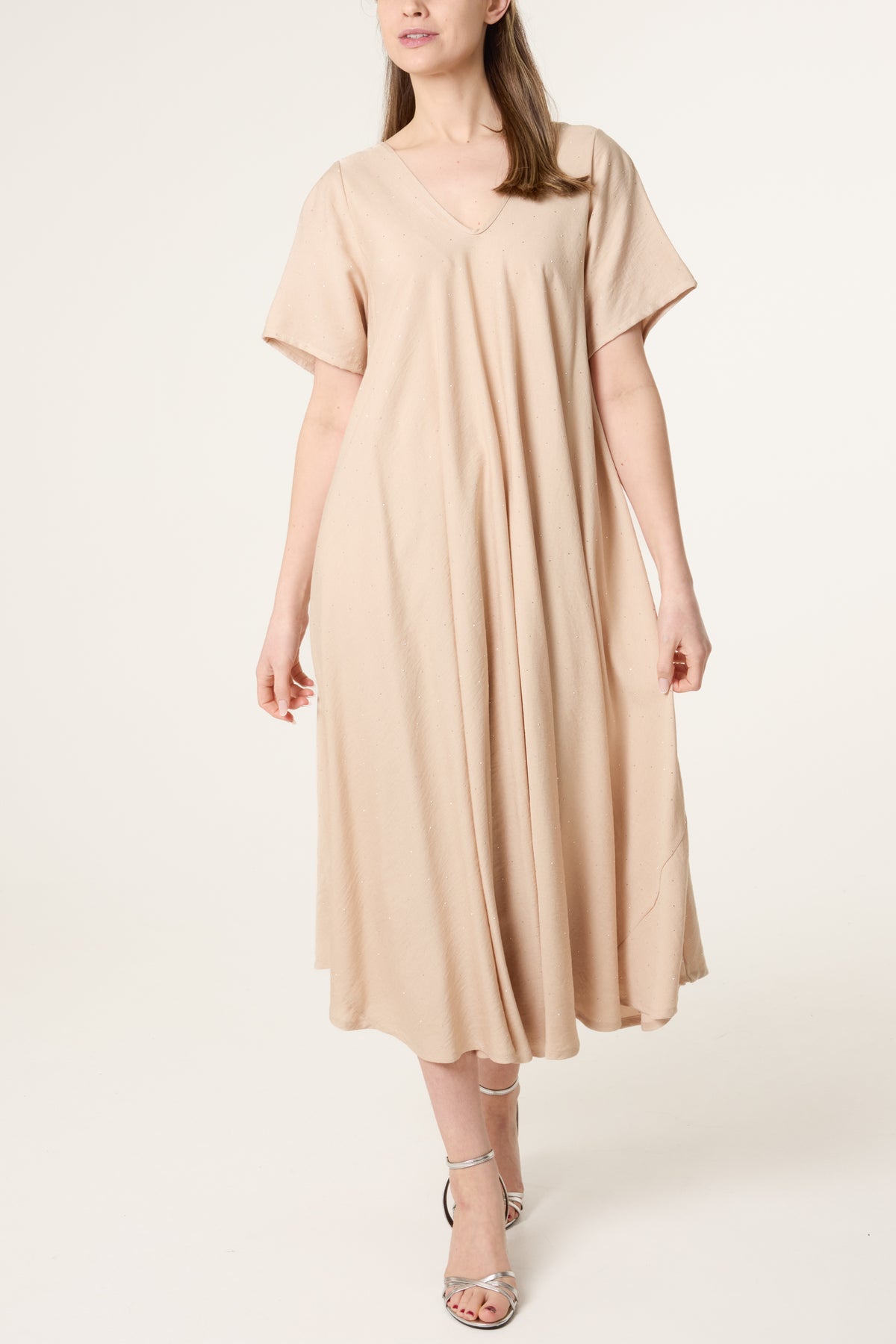 Diamante V-Neck Relaxed Dress