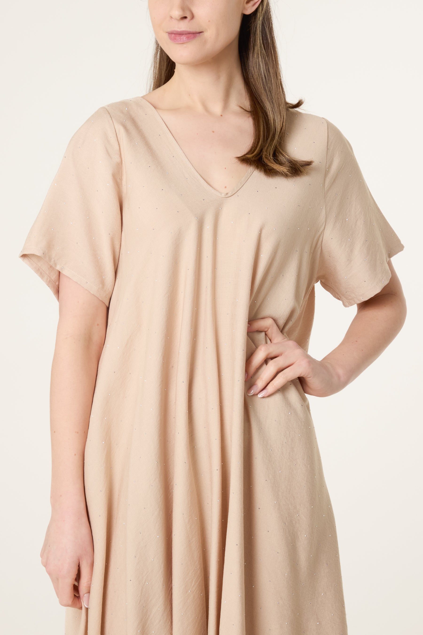 Diamante V-Neck Relaxed Dress