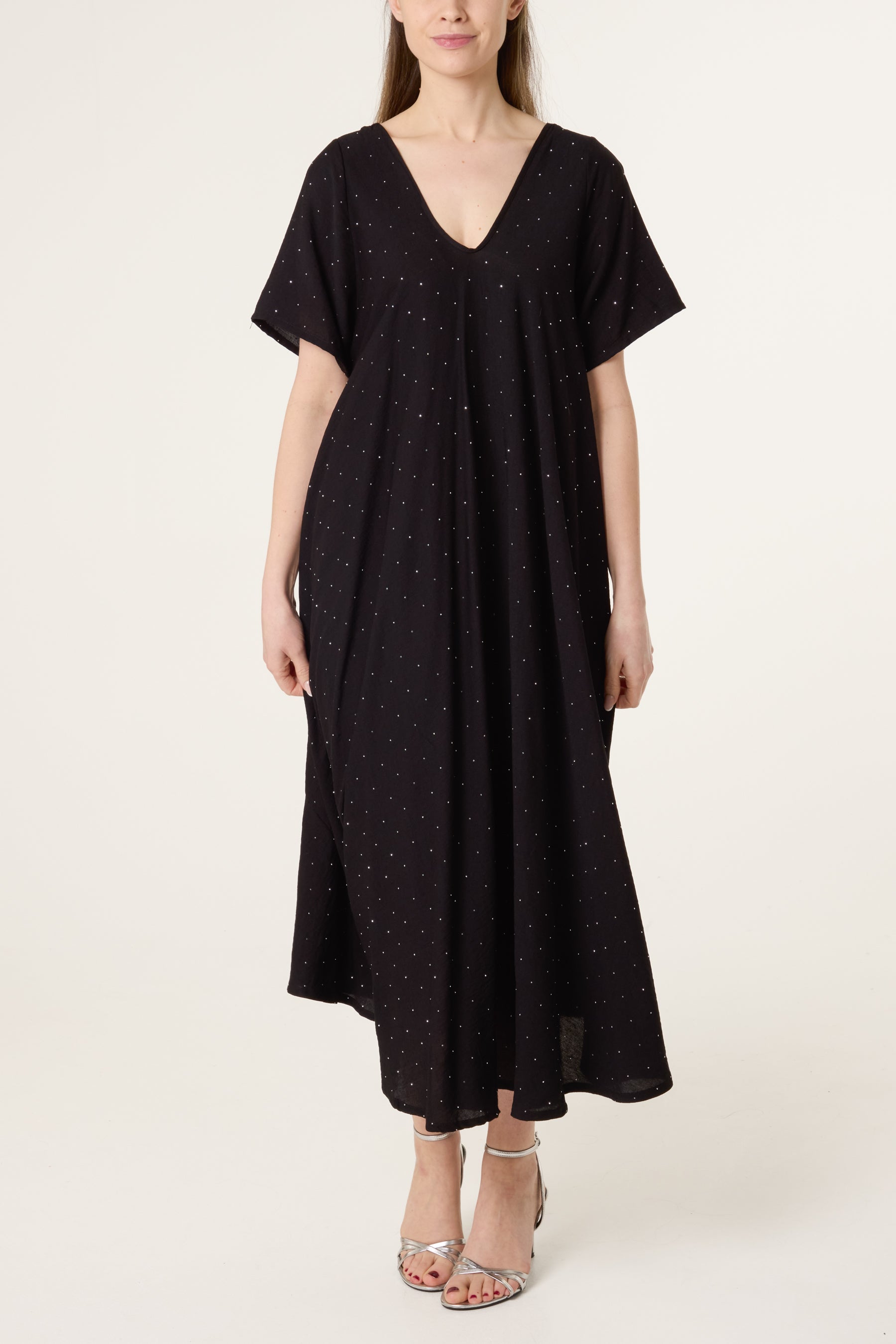 Diamante V-Neck Relaxed Dress