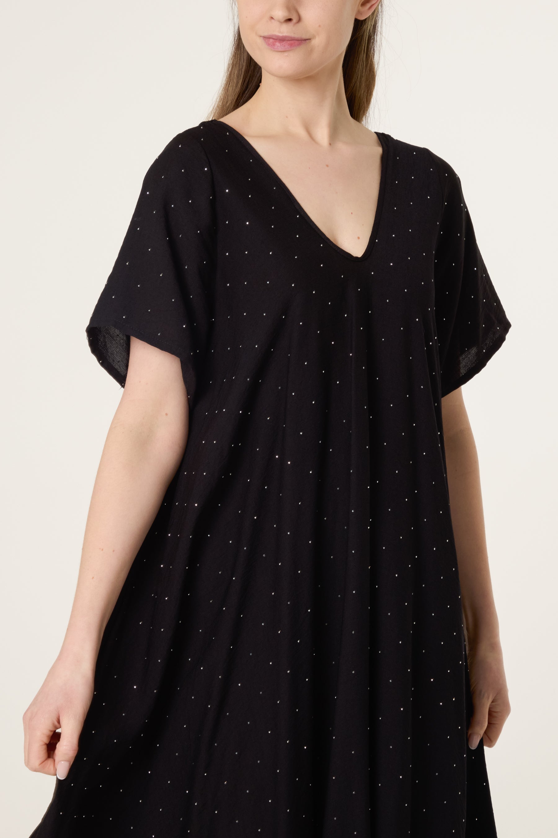 Diamante V-Neck Relaxed Dress