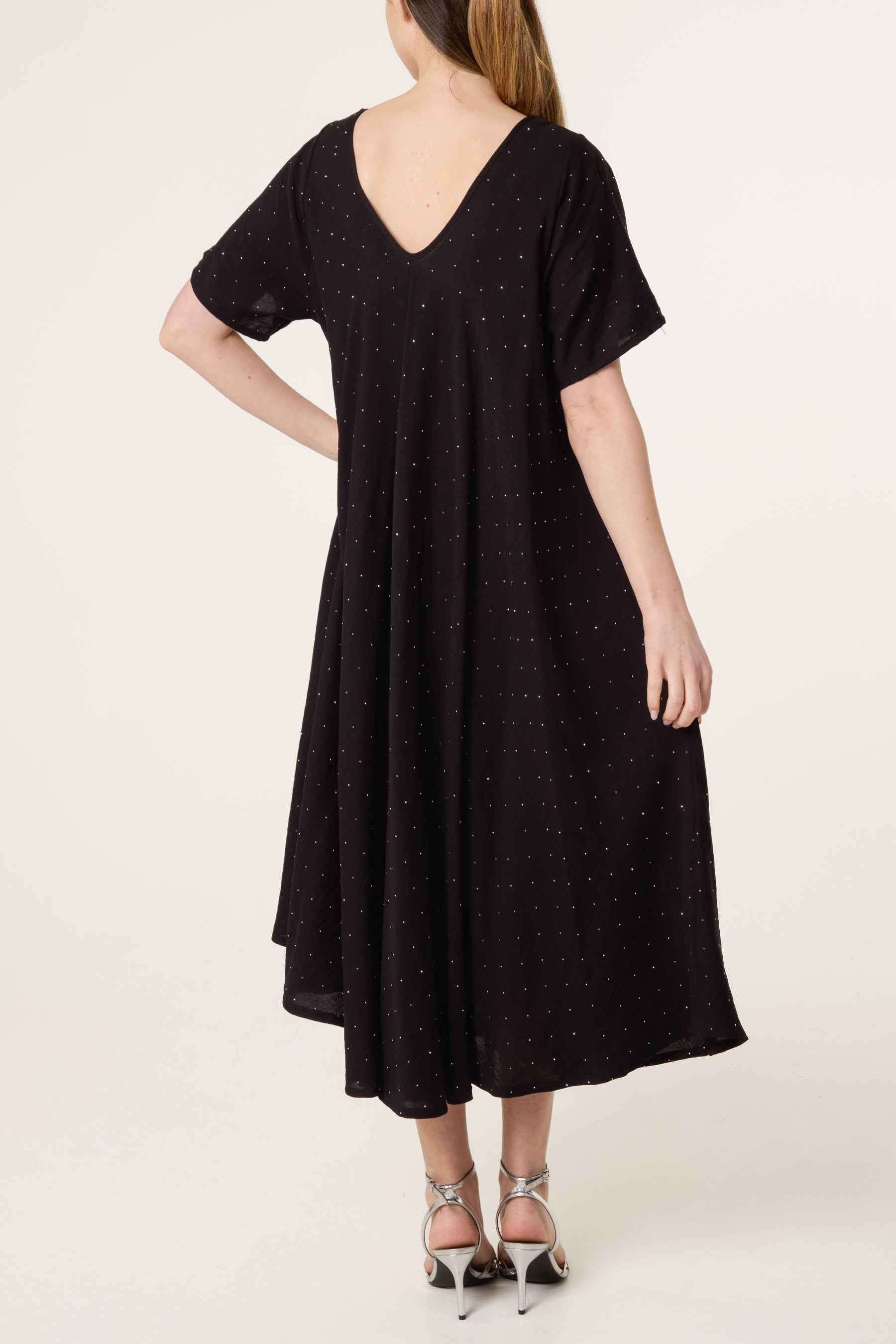 Diamante V-Neck Relaxed Dress