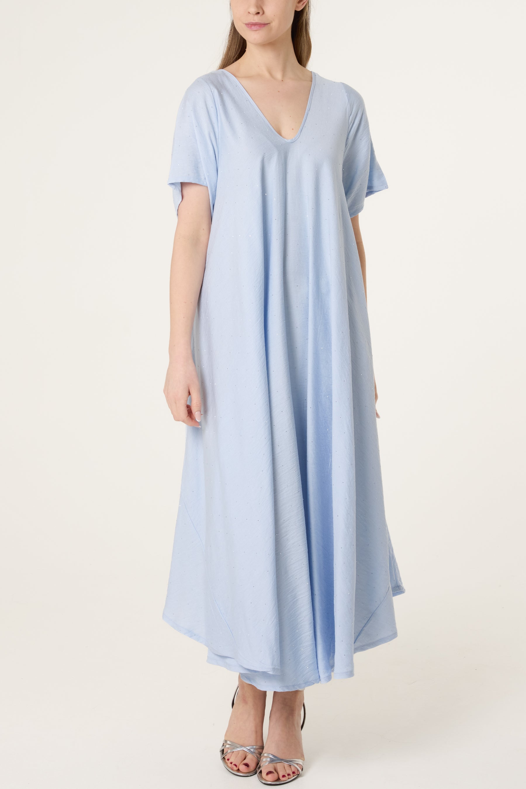 Diamante V-Neck Relaxed Dress