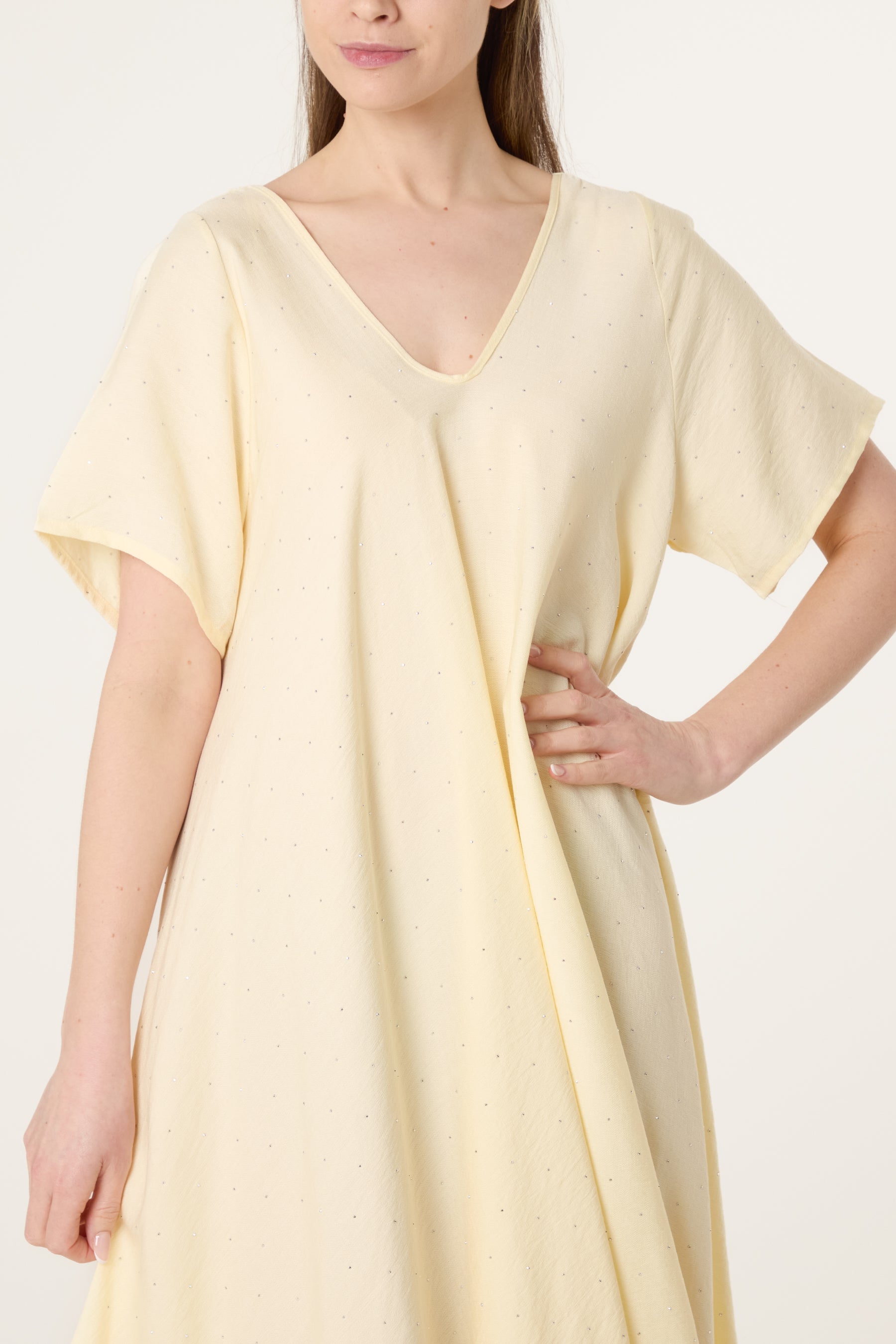 Diamante V-Neck Relaxed Dress