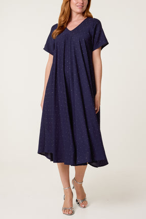 Diamante V-Neck Relaxed Dress