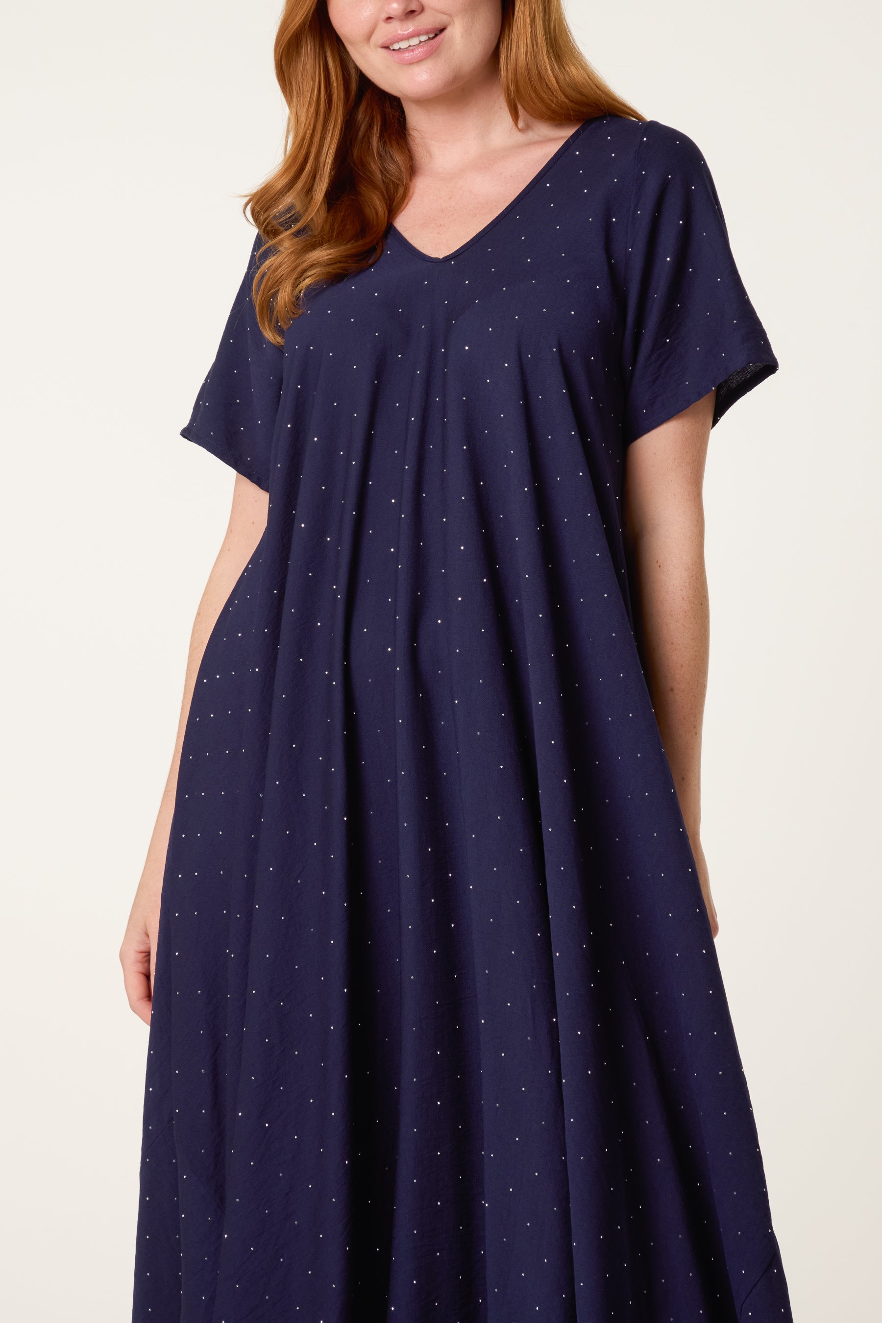 Diamante V-Neck Relaxed Dress