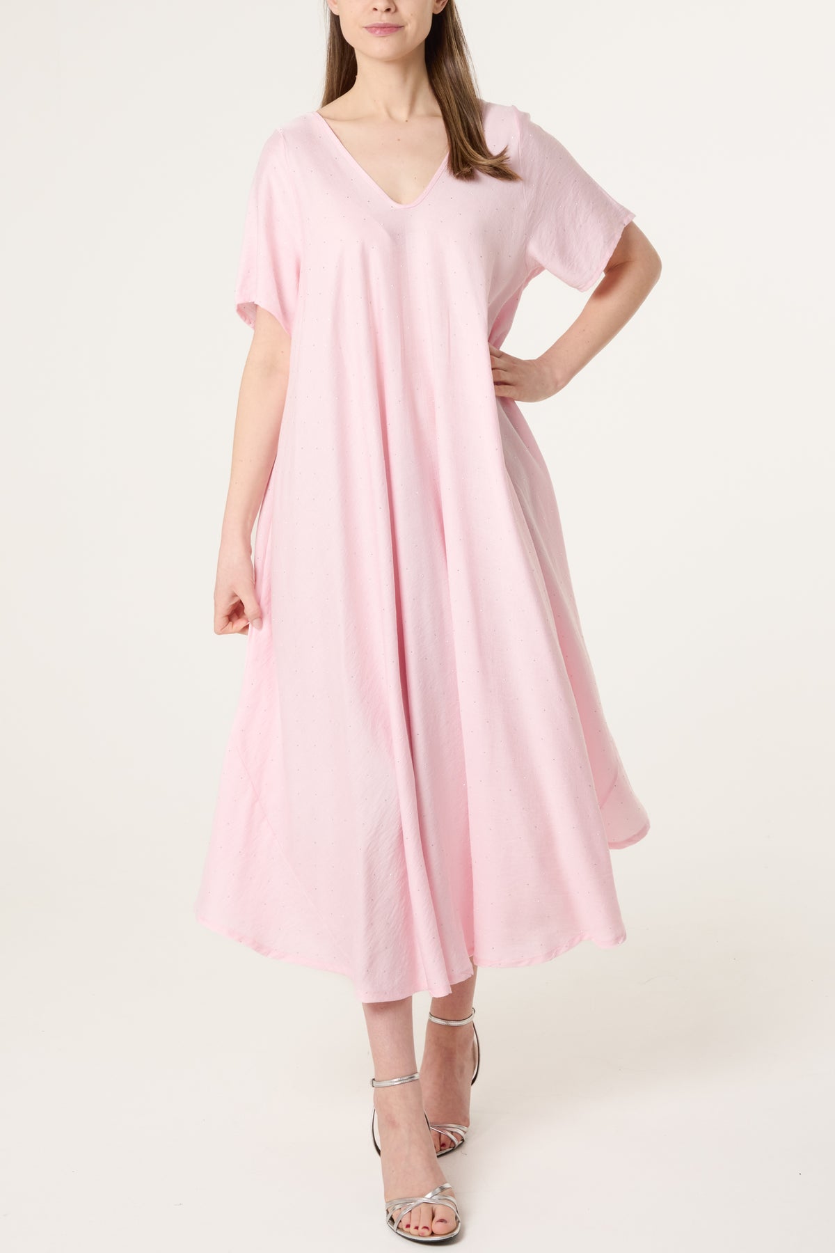 Diamante V-Neck Relaxed Dress