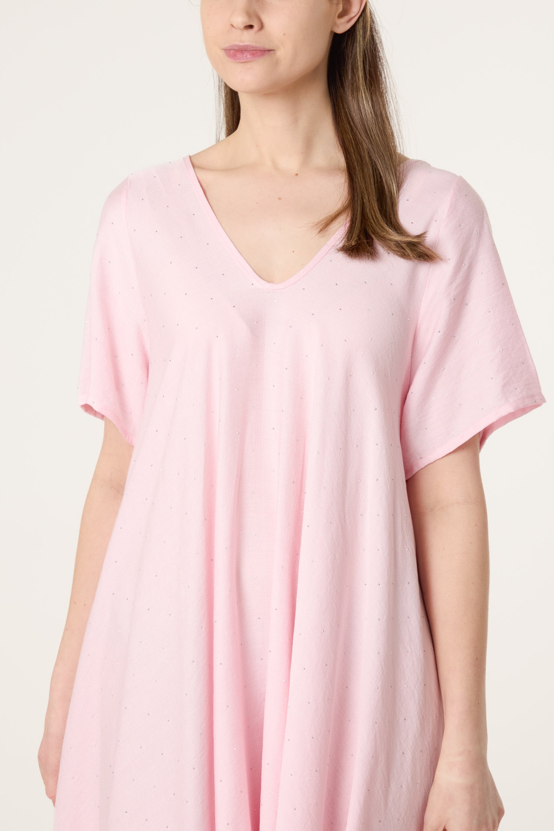 Diamante V-Neck Relaxed Dress
