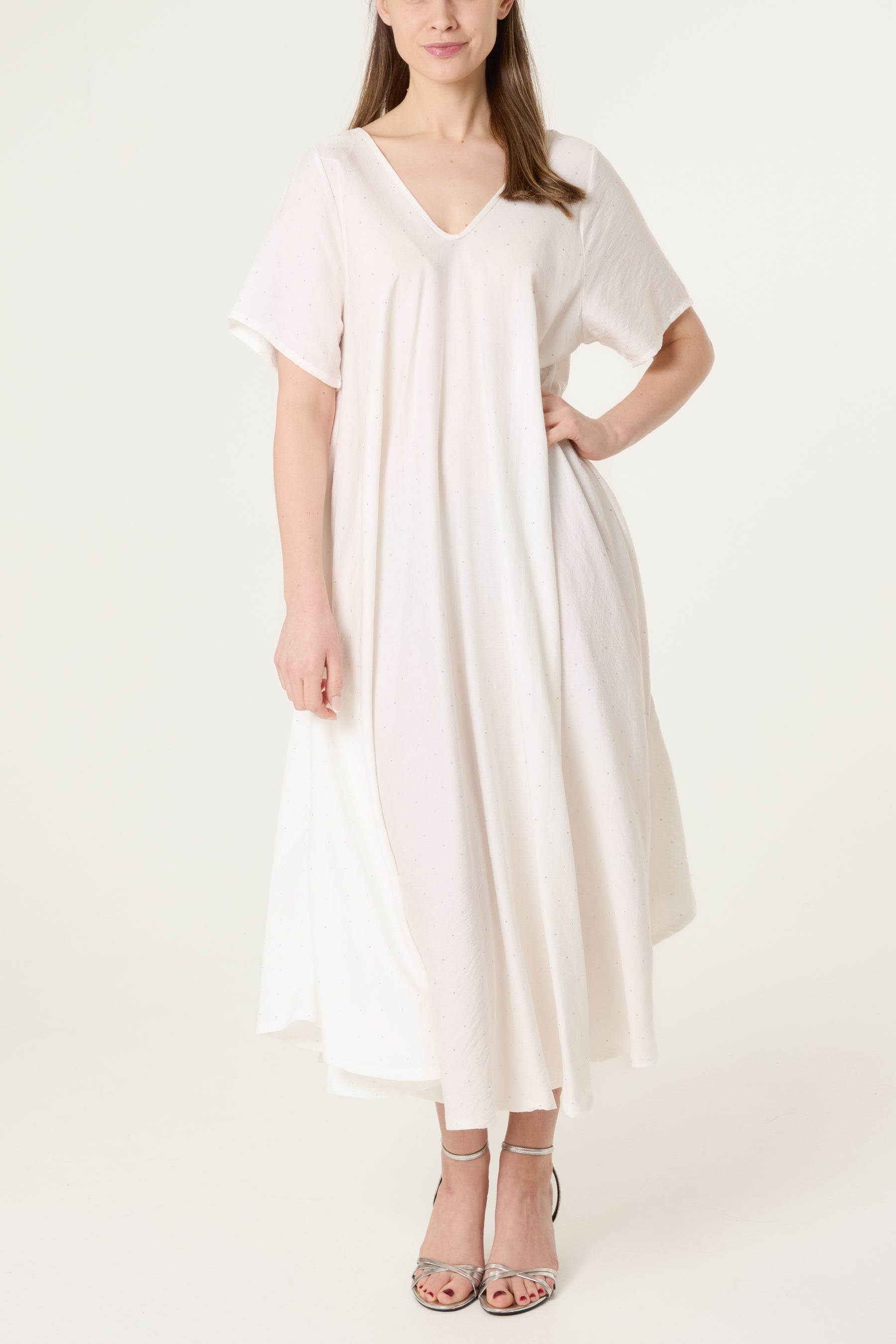 Diamante V-Neck Relaxed Dress