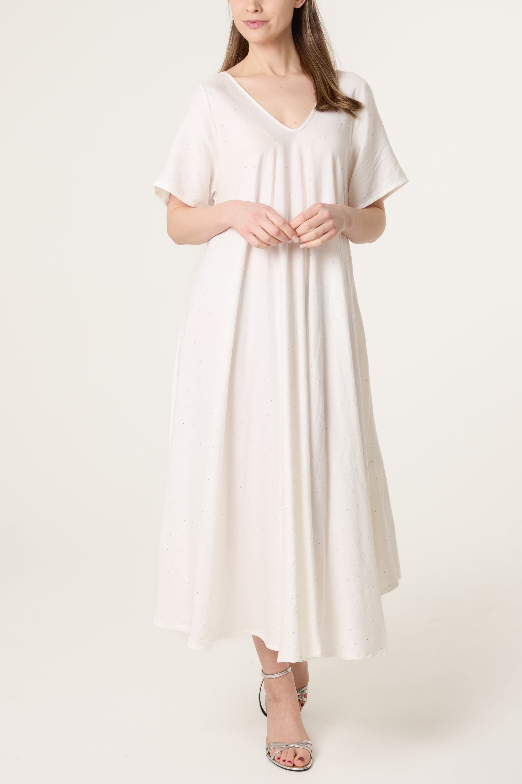Diamante V-Neck Relaxed Dress