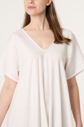 Diamante V-Neck Relaxed Dress