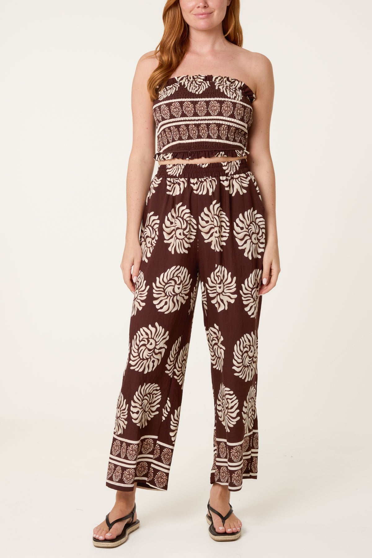 Tribal Print Crop Top & Trouser Co-Ord Set