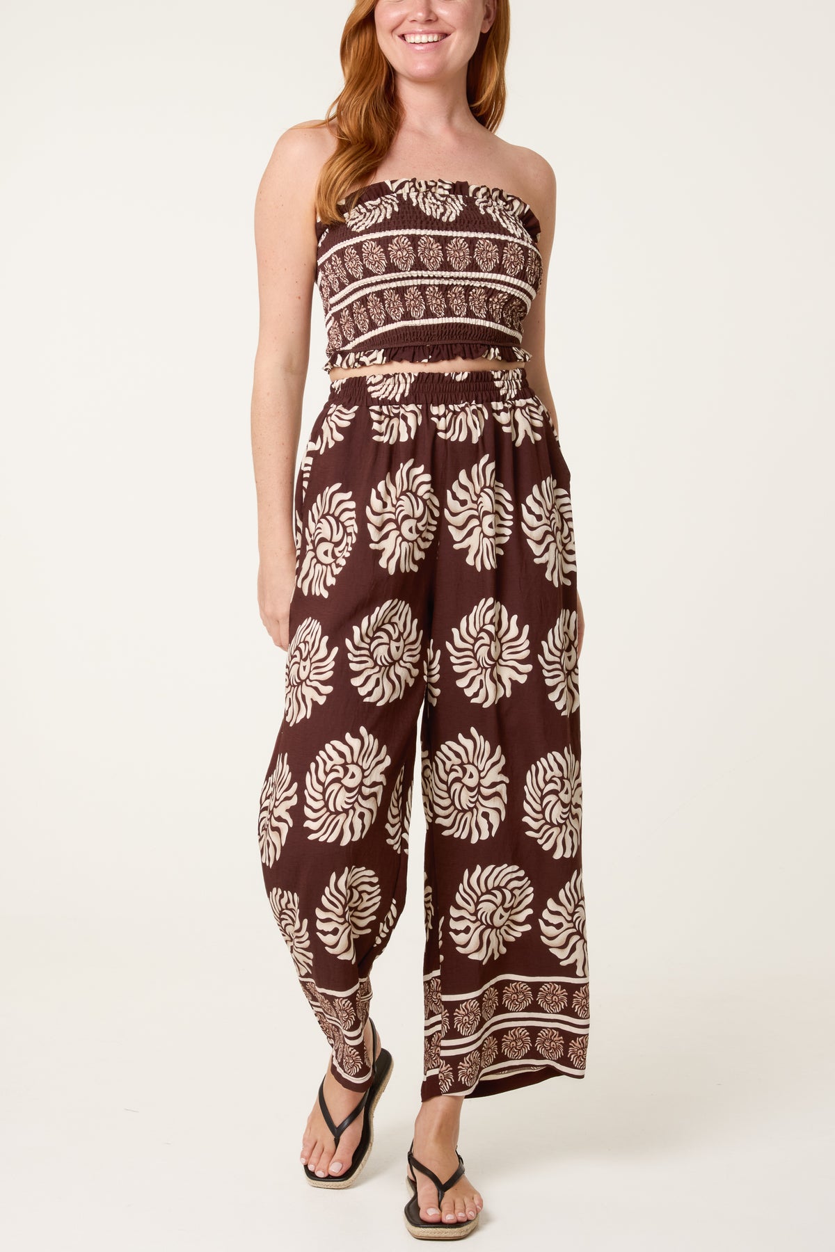 Tribal Print Crop Top & Trouser Co-Ord Set