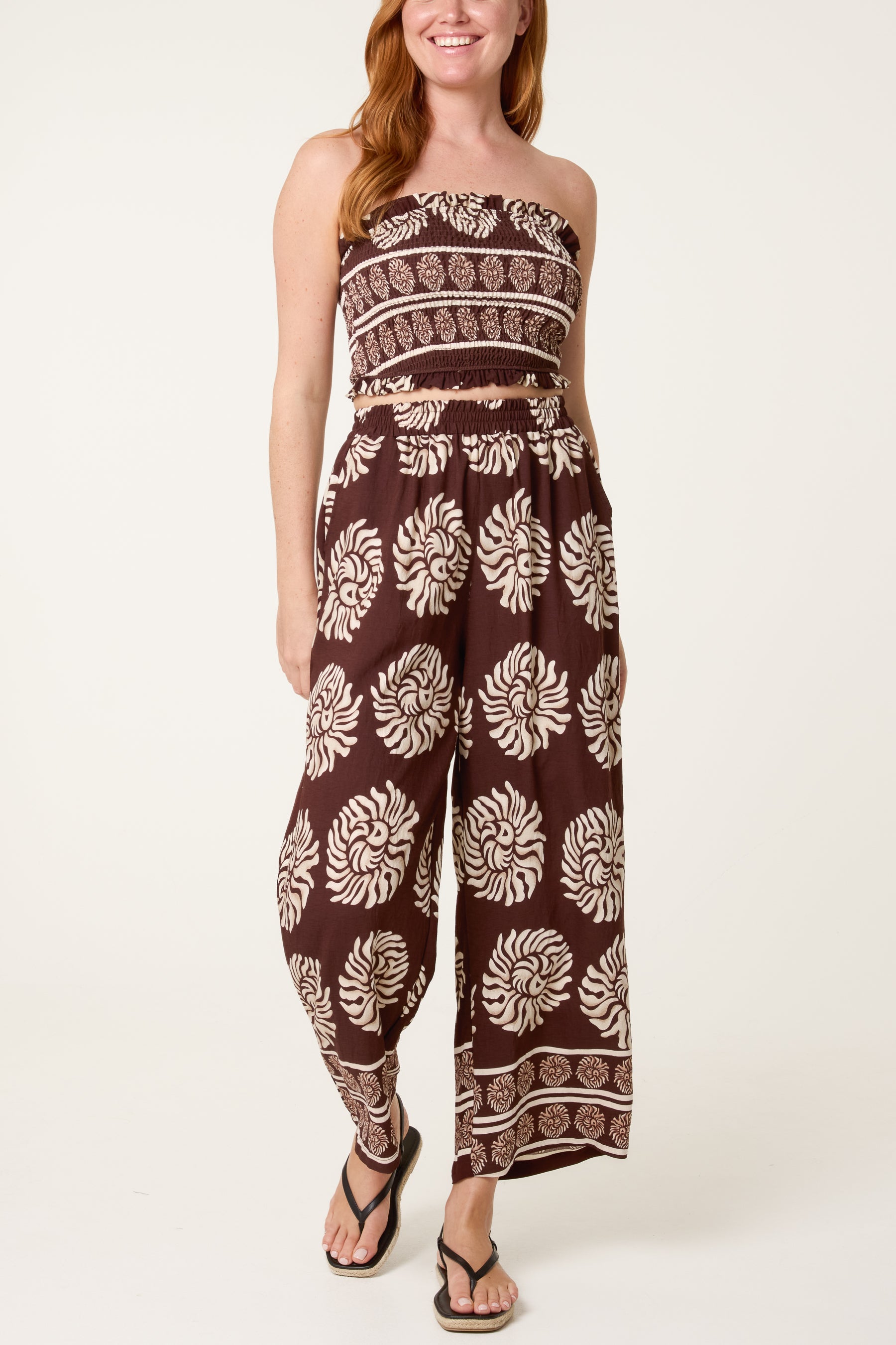 Tribal Print Crop Top & Trouser Co-Ord Set