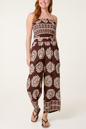 Tribal Print Crop Top & Trouser Co-Ord Set