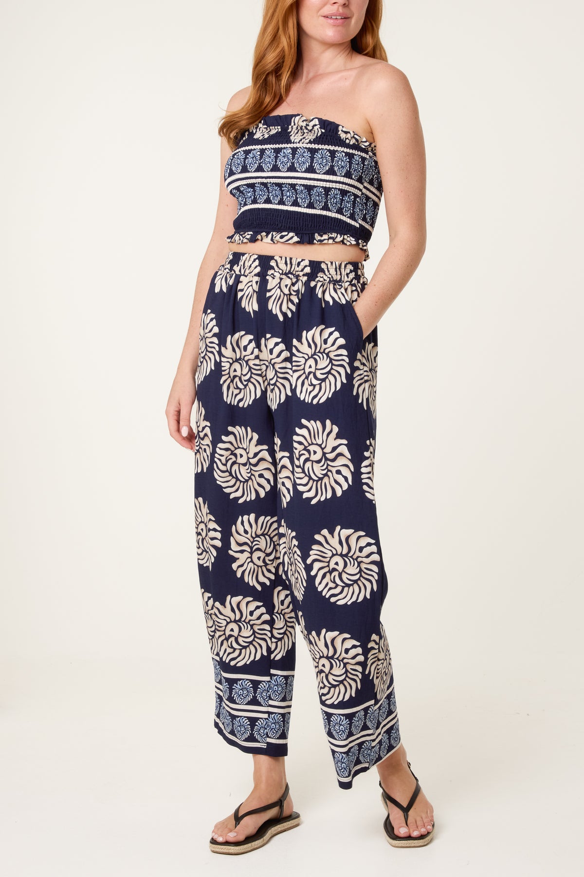 Tribal Print Crop Top & Trouser Co-Ord Set