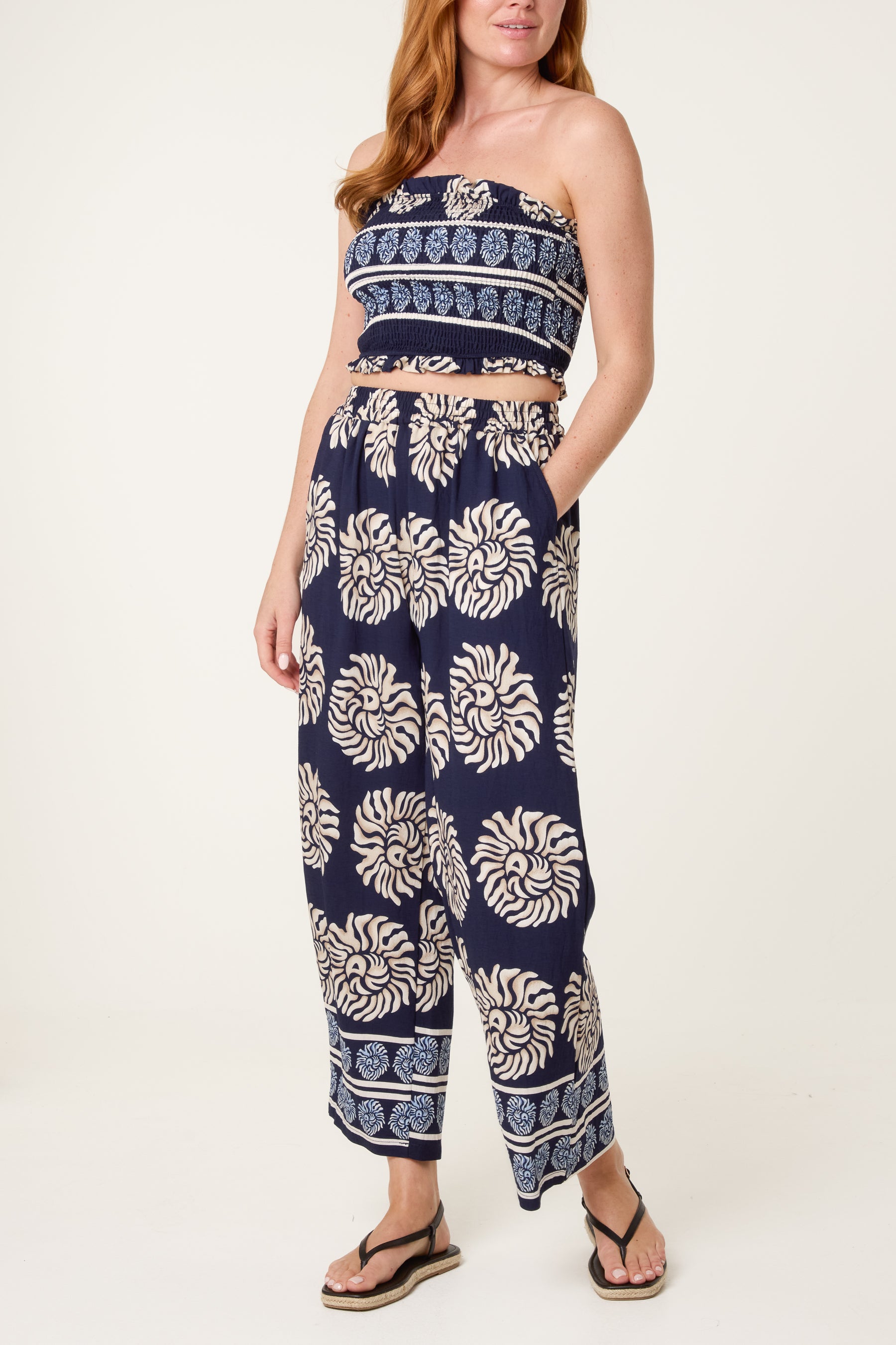 Tribal Print Crop Top & Trouser Co-Ord Set