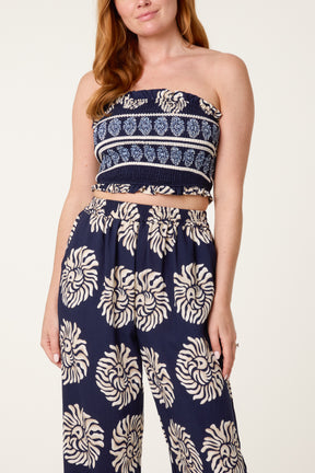 Tribal Print Crop Top & Trouser Co-Ord Set