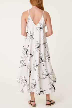 Floral Embroidery Sleeveless Midi Dress