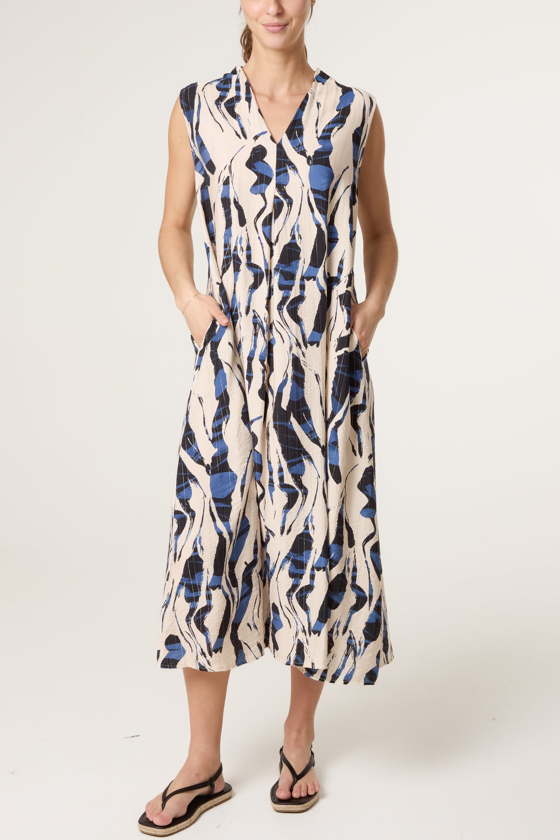 Abstract Slash Print Tunic Dress