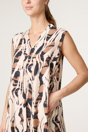 Abstract Slash Print Tunic Dress