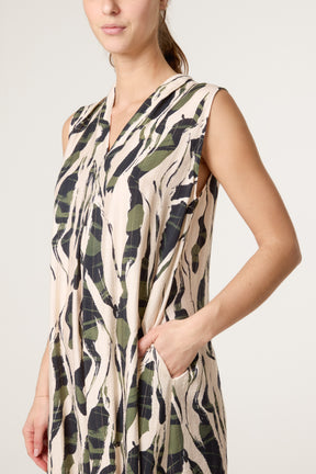 Abstract Slash Print Tunic Dress