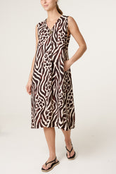 Mix Animal Print V Tunic Dress