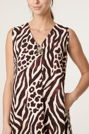 Mix Animal Print V Tunic Dress
