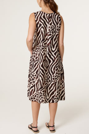 Mix Animal Print V Tunic Dress