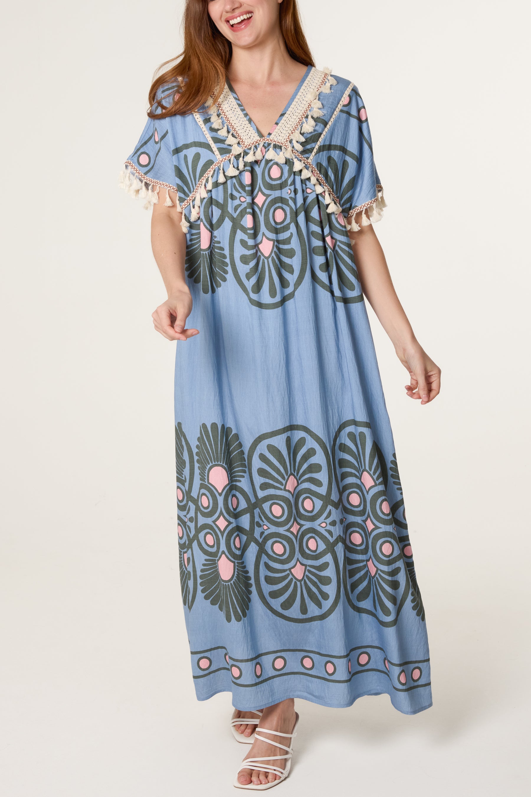 Ornate Border Boho Maxi Dress