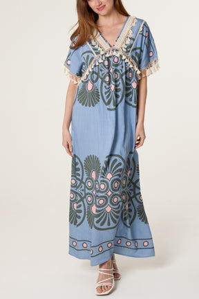 Ornate Border Boho Maxi Dress