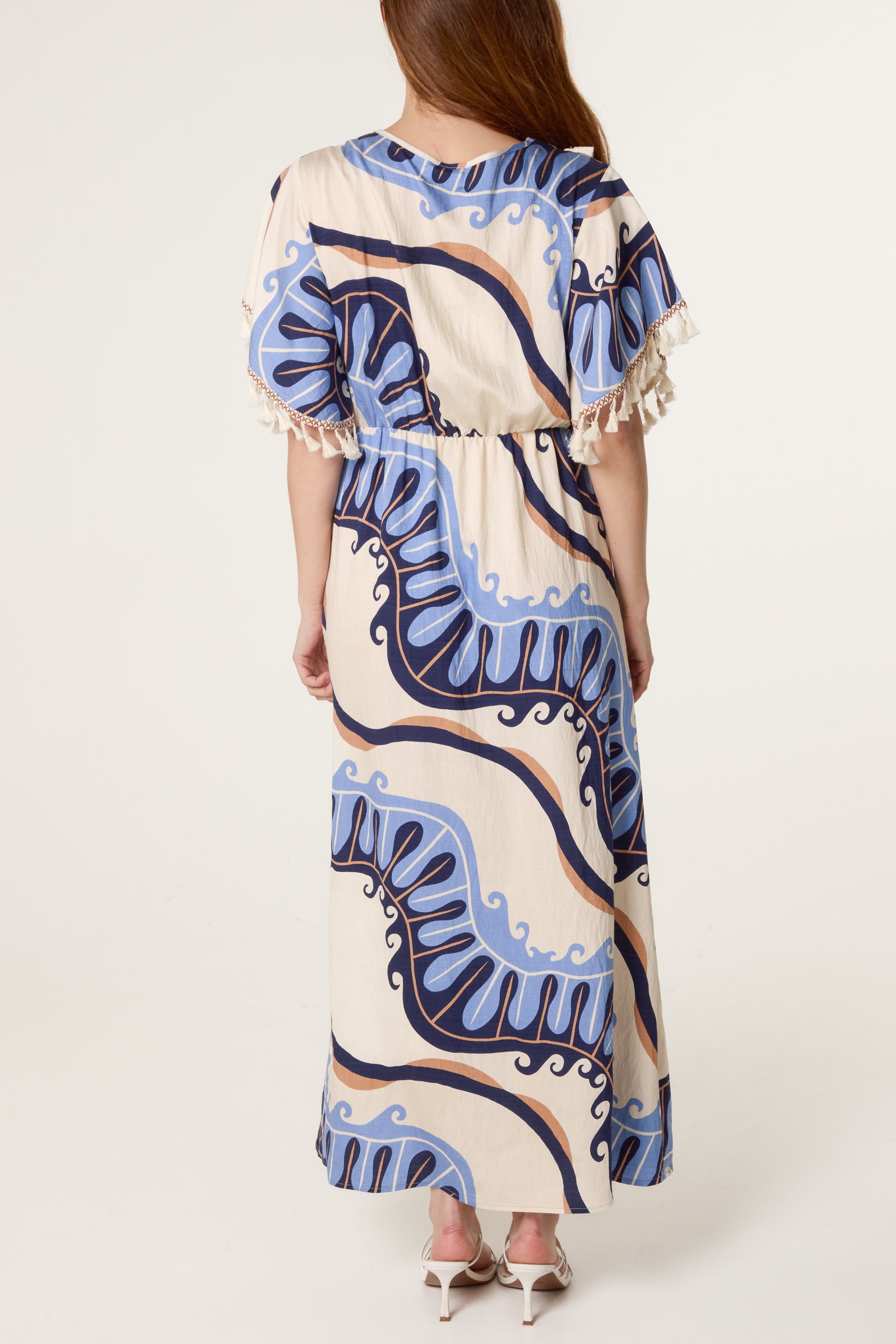 Swirl Print Tassel Maxi Dress