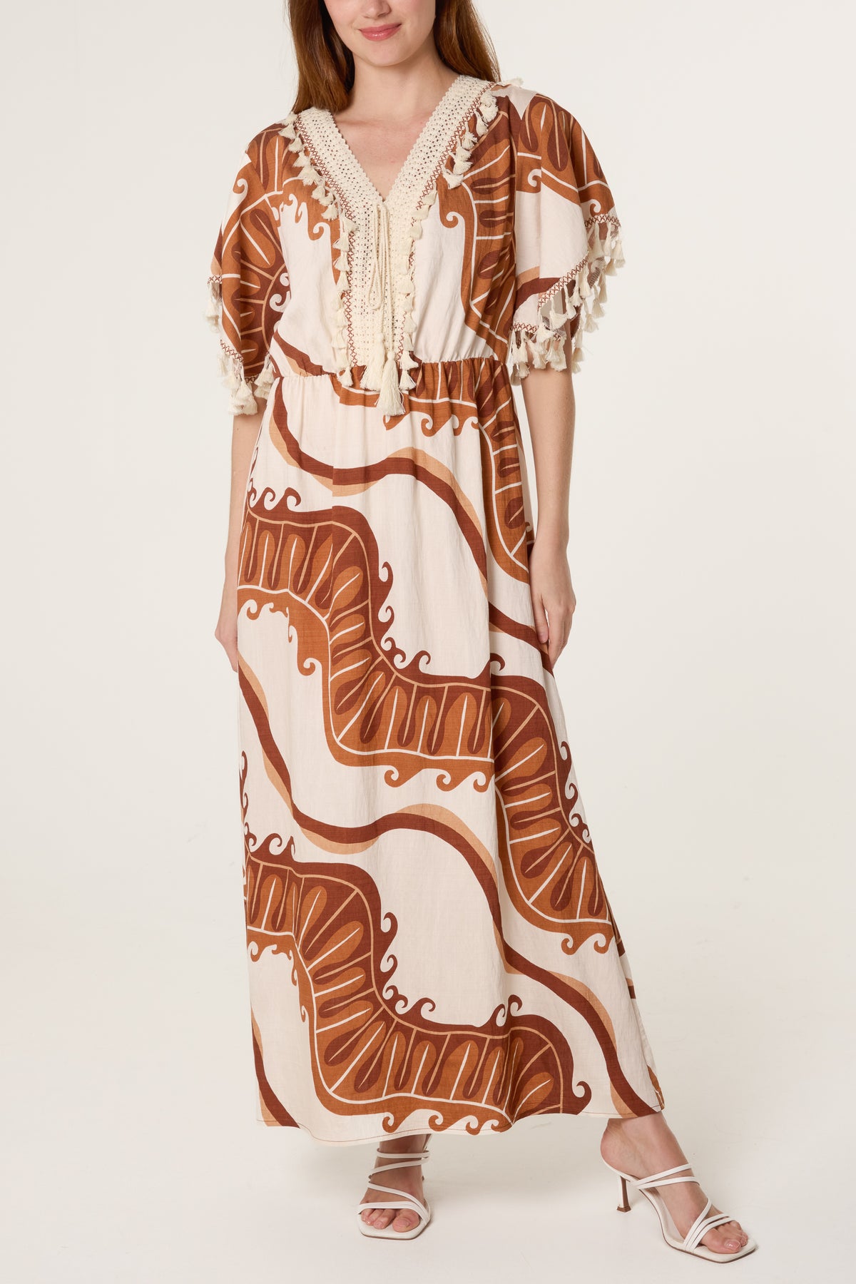 Swirl Print Tassel Maxi Dress