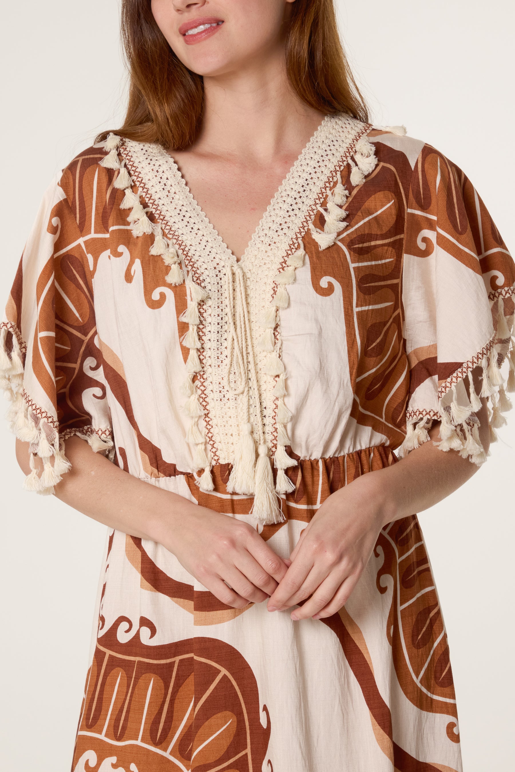 Swirl Print Tassel Maxi Dress