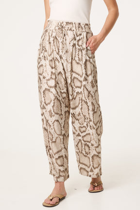 Snake Print With Metallic Detail Wide Leg Trousers