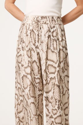 Snake Print With Metallic Detail Wide Leg Trousers