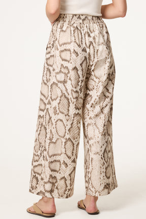 Snake Print With Metallic Detail Wide Leg Trousers