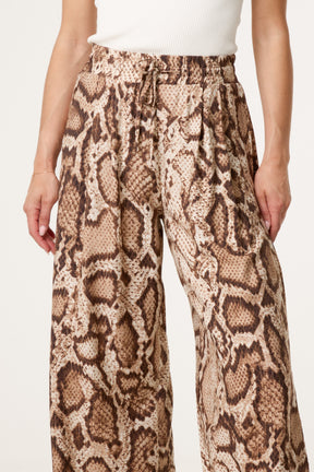 Snake Print With Metallic Detail Wide Leg Trousers