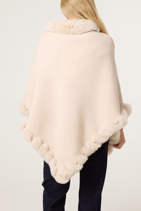Faux Fur Trim Cosy Poncho
