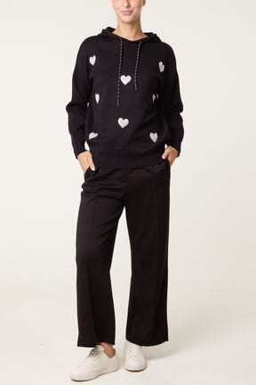 Embellished Heart Hooded Knit Jumper