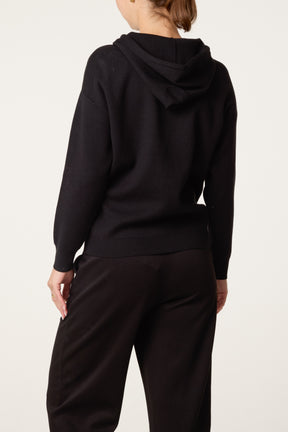 Embellished Heart Hooded Knit Jumper