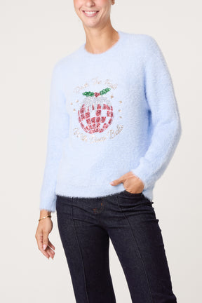 Sequin Xmas Disco-Pudding Fluffy Jumper